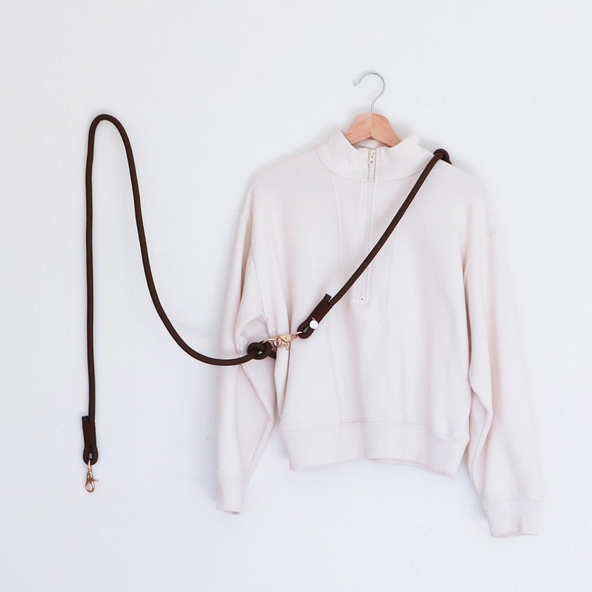 Dog Leash - Hands Free Braided Rope Dark Brown - Furlou - La Maison Mou