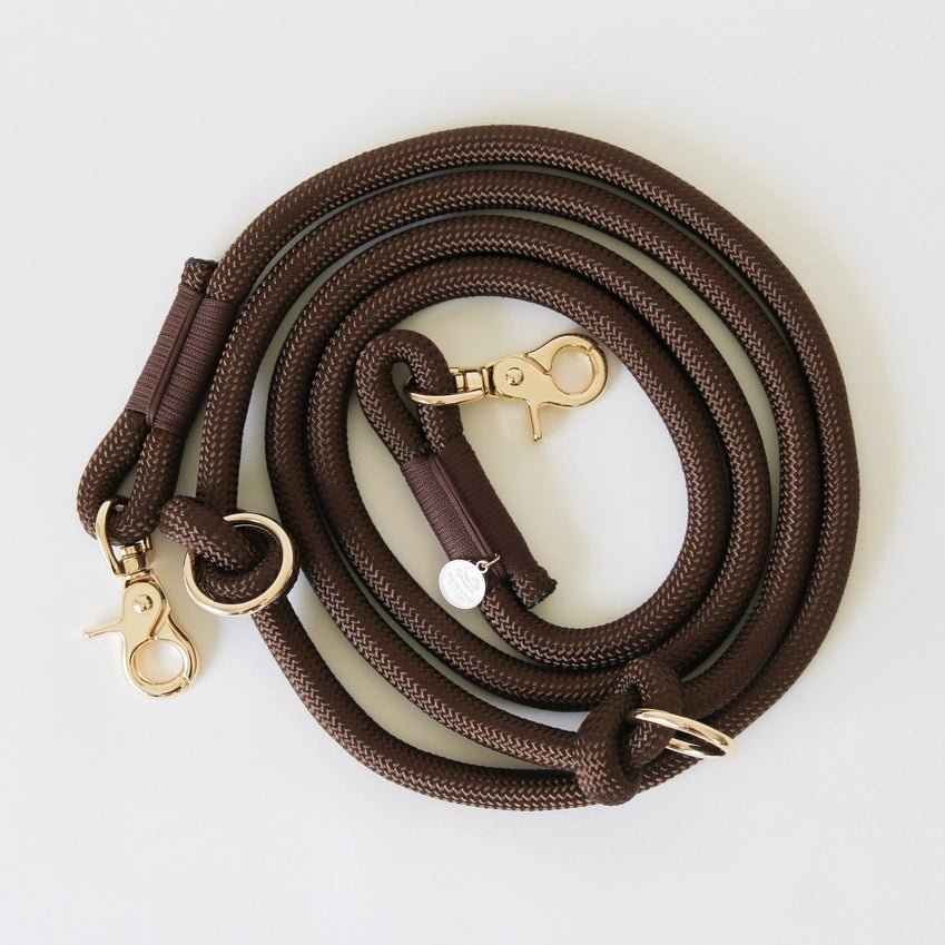 Dog Leash - Hands Free Braided Rope Dark Brown - Furlou - La Maison Mou