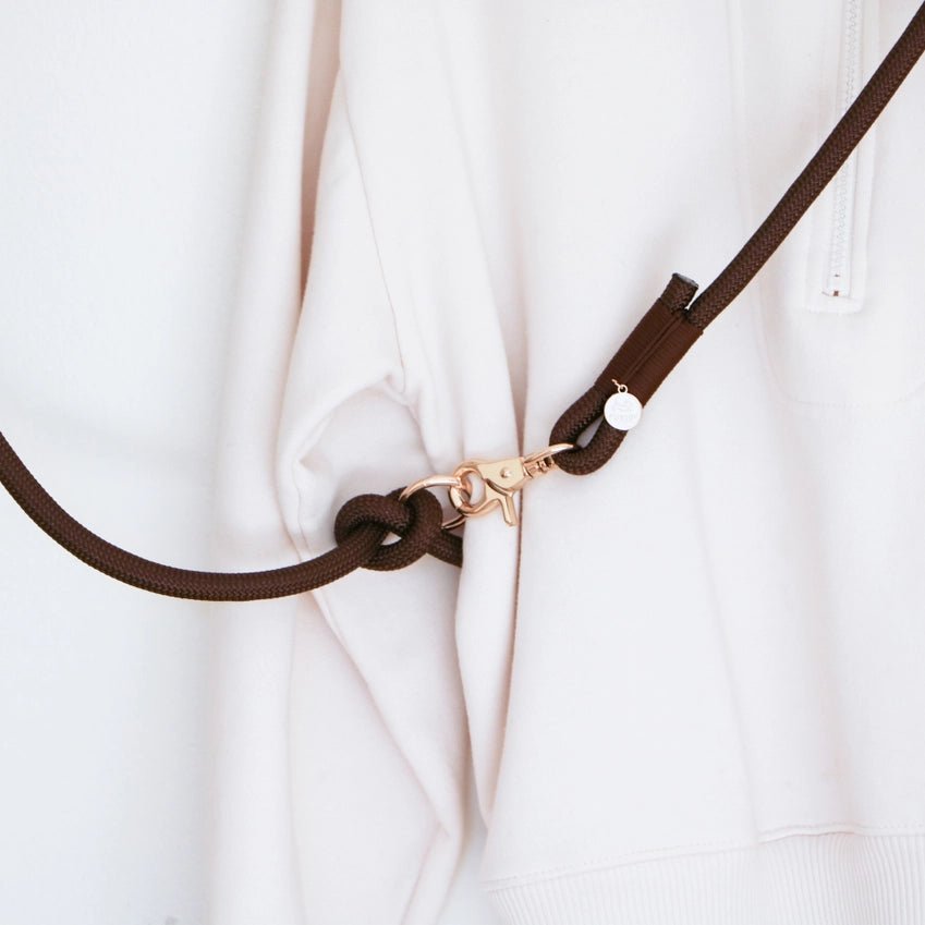 Dog Leash - Hands Free Braided Rope Dark Brown - Furlou - La Maison Mou
