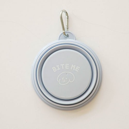 Dog Travel Bowl - Foldable Blue - Bite Me - La Maison Mou