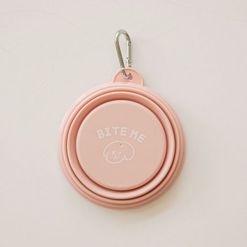 Dog Travel Bowl - Foldable Peach - Bite Me - La Maison Mou