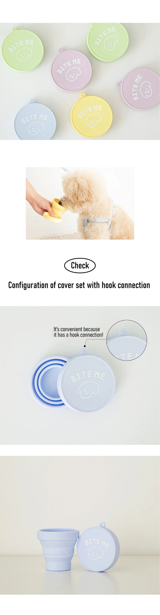 Dog Travel Cup - Mini Silicone Pastel Sky Blue - Bite Me - La Maison Mou