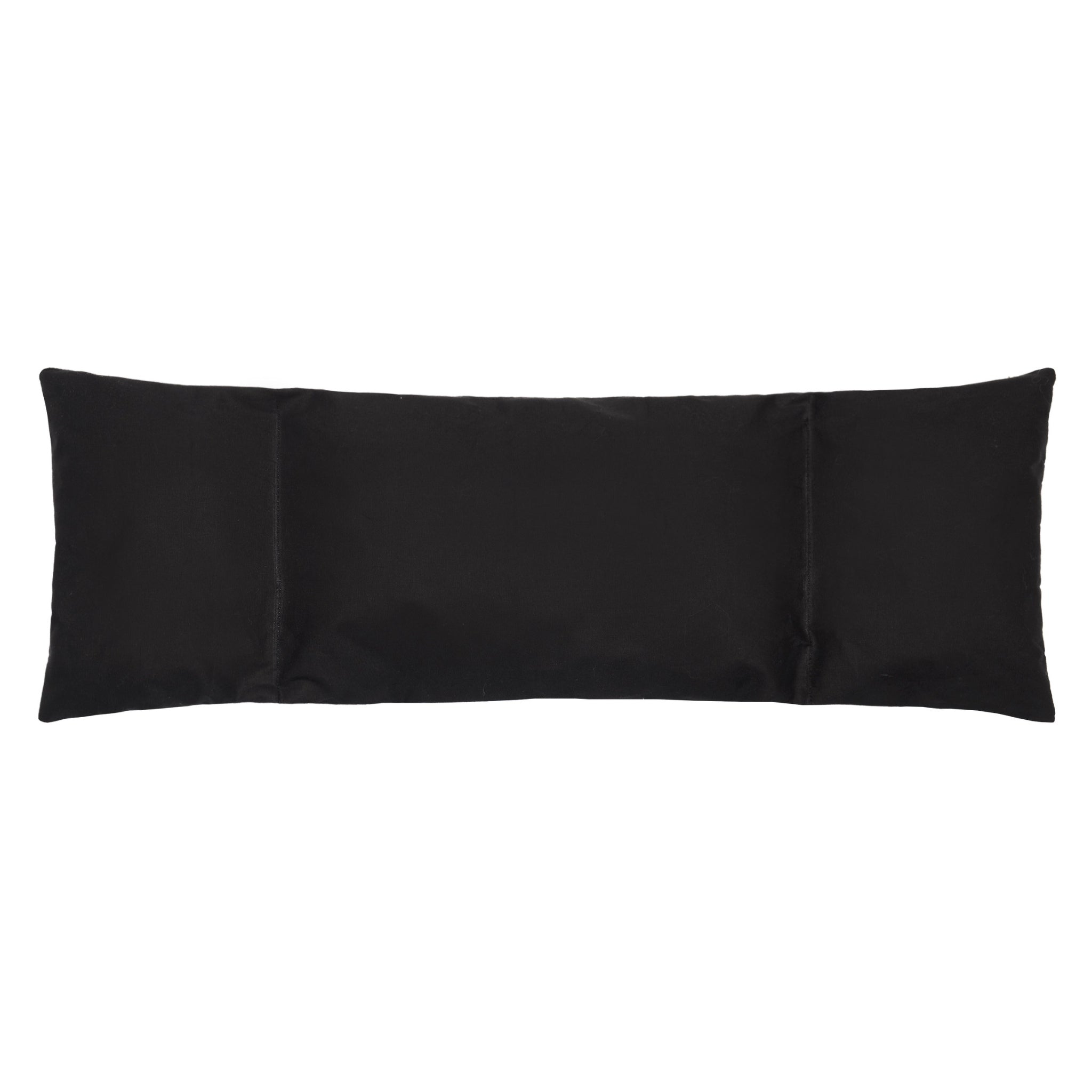 A flat product view of the solid black reversible side of the triple-paneled Merlot Mermer dog carrier insert cushion.