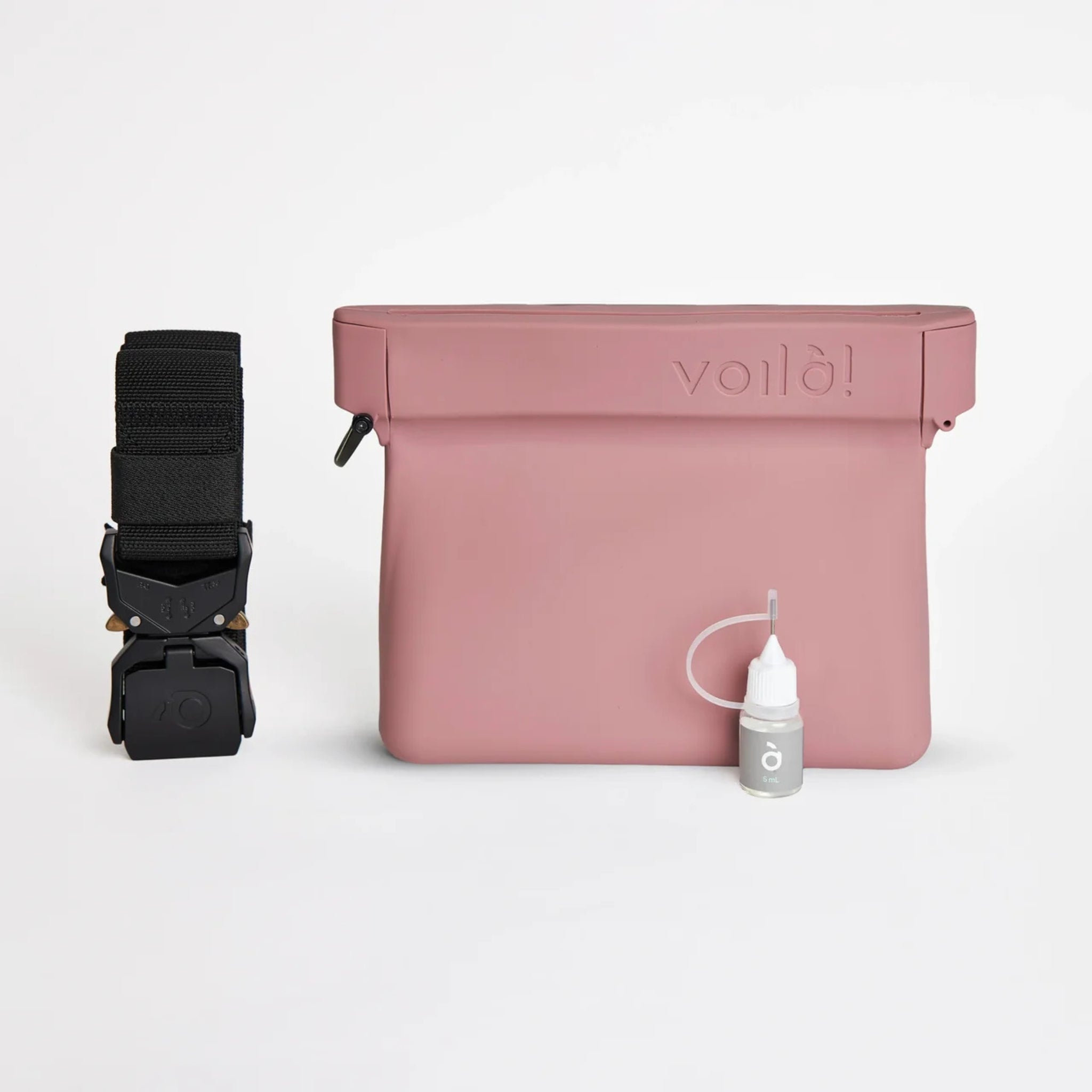 Dusty Rose Ultimate Treat Pouch The Large by Voilà Pets with adjustable belt and silicone lubricant