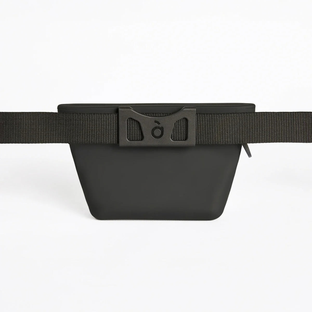 Voilà Pets Mini Ultimate dog treat pouch in Charcoal, back view showing belt sleeve and black belt