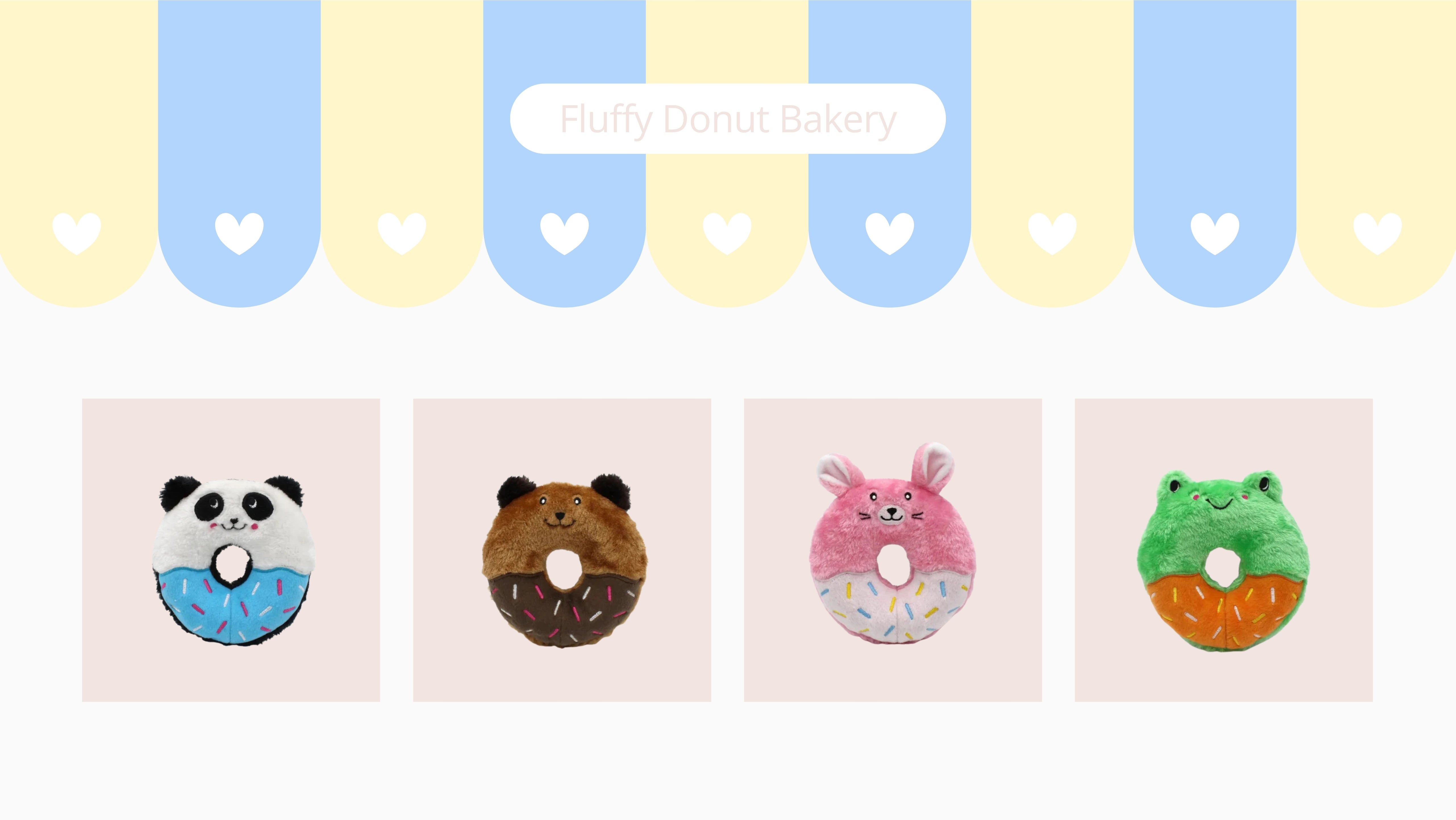 Five animal-shaped donuts with colorful backgrounds