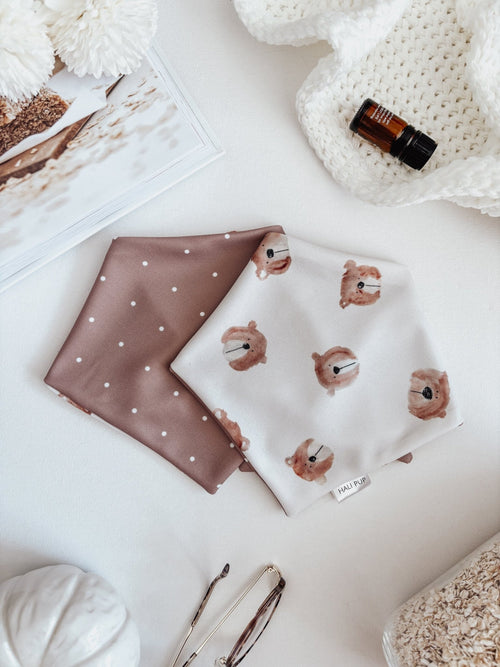 Dog Bandana - Boho Bears with Reversible Polkadots