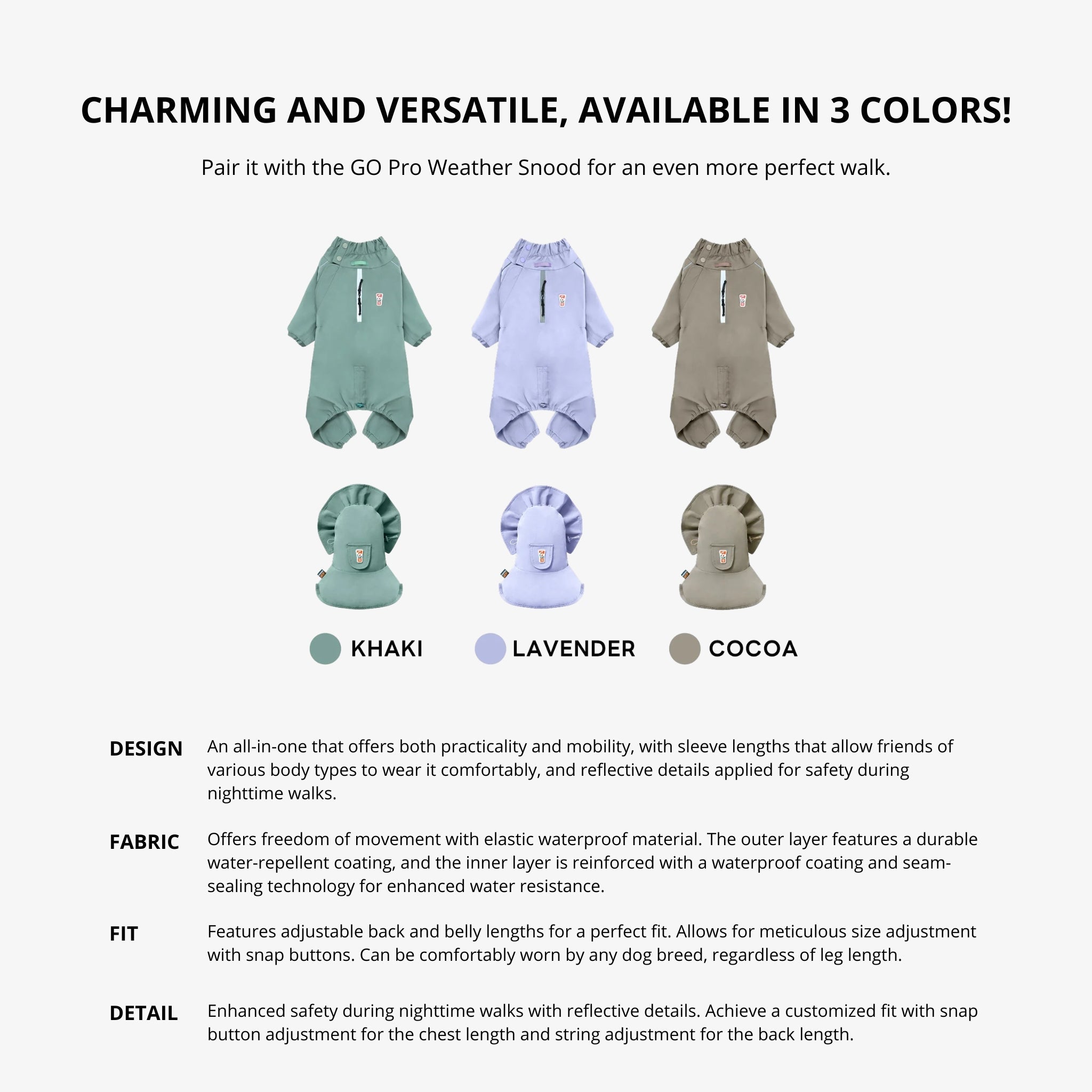 Dog Raincoat – Waterproof Go Pro Rainsuit Lavender - Puppy Gallery - La Maison Mou