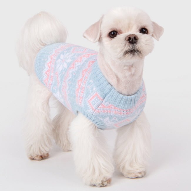 Dog Shirt - Nordic Pattern Knit Blue Sky - Olchi - La Maison Mou