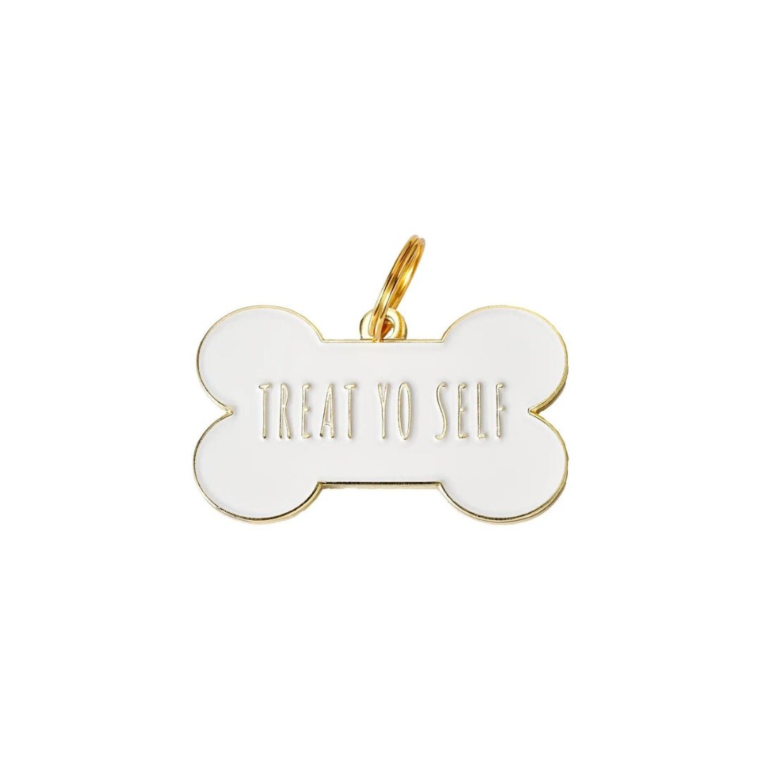 Dog Tag - Treat Yo Self White - Two Tails - La Maison Mou