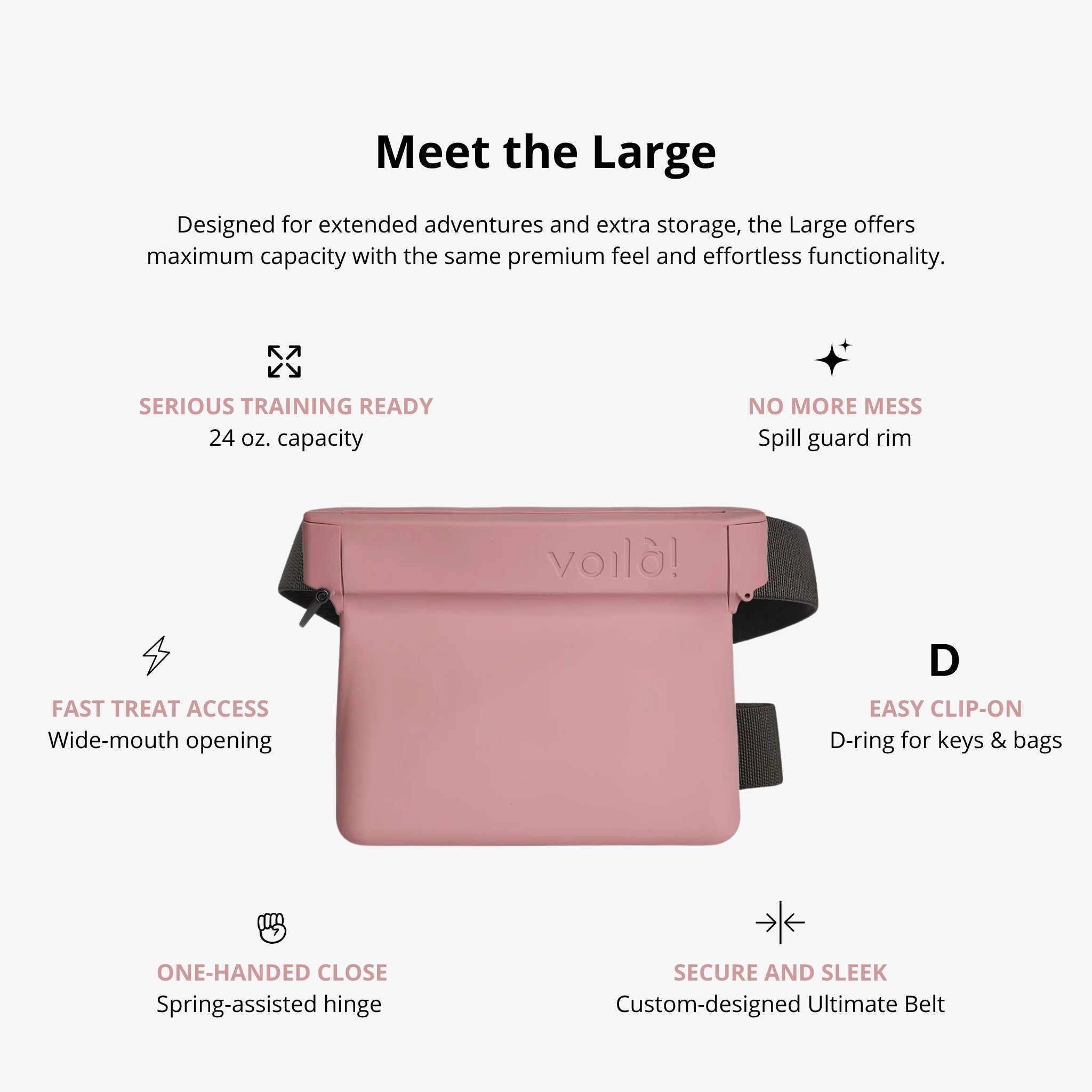 Dog Treat Pouch Ultimate Large – Dusty Rose 24 oz - Voilà Pets - La Maison Mou