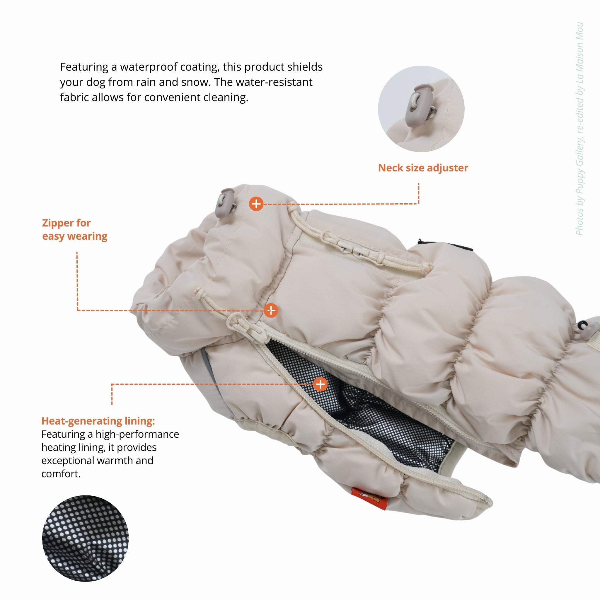 Dog Winter Jacket Beige – Kiroro Cloud Padding Vest - Puppy Gallery - La Maison Mou