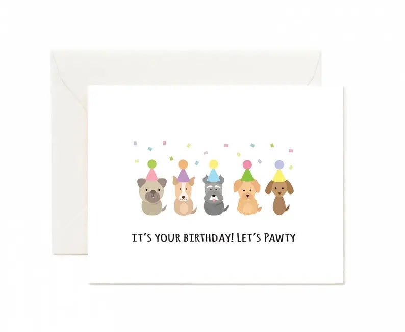 Greeting Card - It's Your Birthday! Let's Pawty - Tickle Me Lavender - La Maison Mou