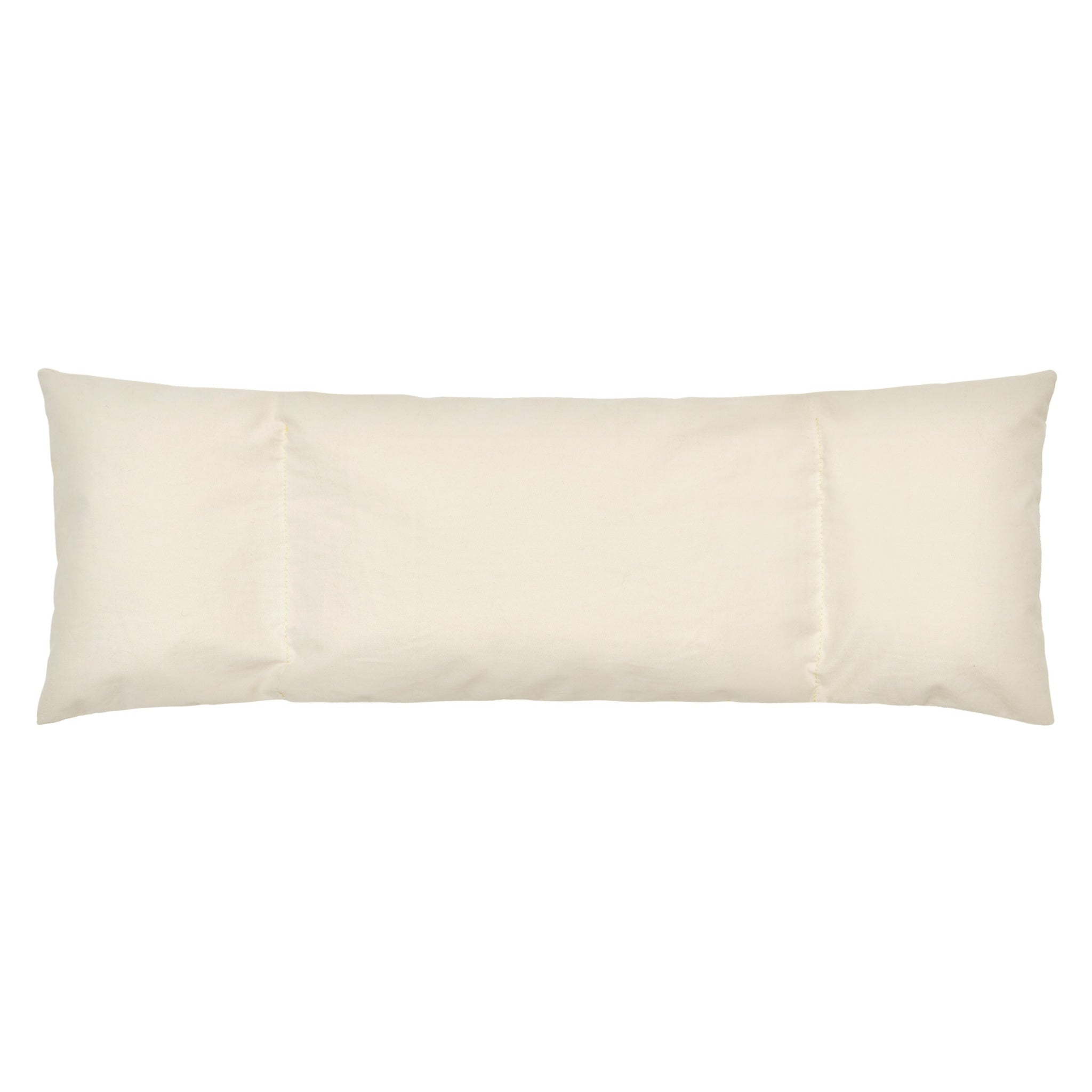 An overhead flat layout of the solid cream reversible side of the segmented Merlot Mermer dog carrier liner cushion against a seamless white studio backdrop.